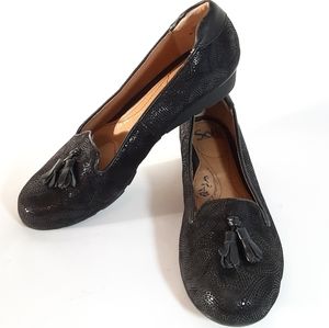 Sofft Sparkly black loafer low wedge heel leather